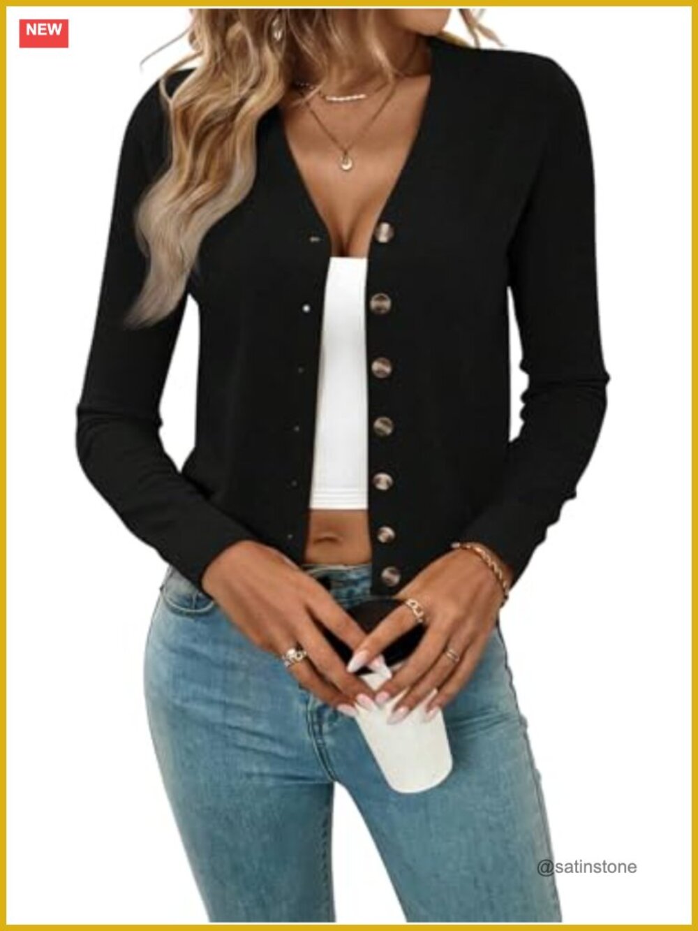 Women's Knit V-Neck Cardigan Sweater 2026 Trendy Casual